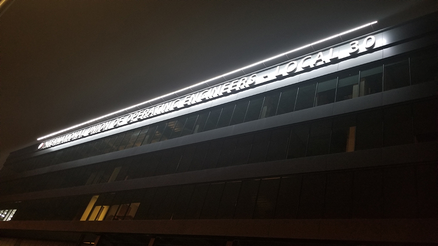 IUOE Building Sign Lit